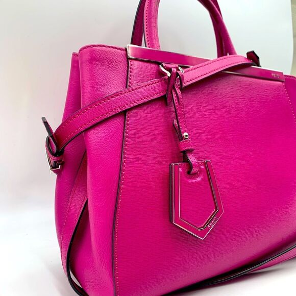 Auth Fendi Fuchsia 2Jours Elite Petit 2way Leather Tote Bag Crossbody Preloved - Picture 8 of 16